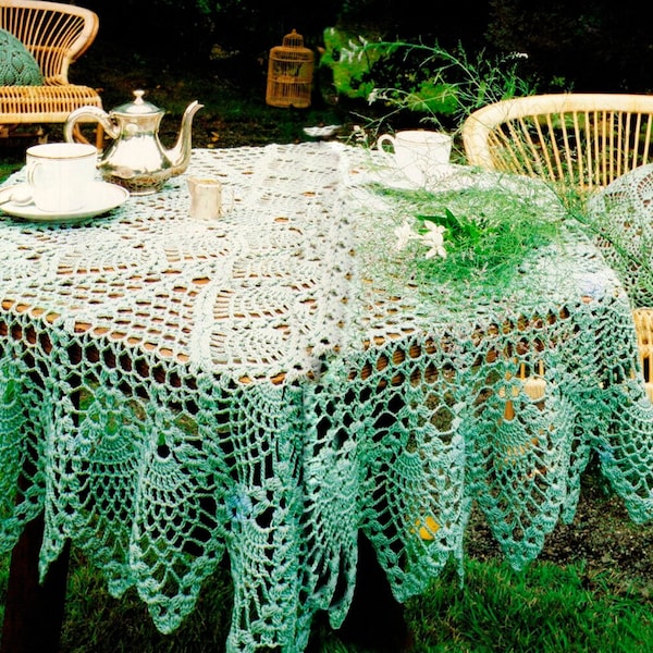 Pineapple lace tablecloth crochet pattern Size Table cloth 130cm 52in Decorative table cover and pillow Vintage crochet pattern– Chart #V14*