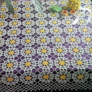 Lace square tablecloth crochet pattern Lace motifs table cloth cover vintage pattern Size 45 ins 115 cm - Chart #D195*