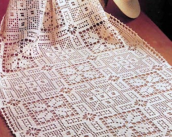 Vintage Chart Crochet Pattern Filet Table Runner| Piano Cover | Filet Crochet Runner Chart Crochet Pattern # S284 *
