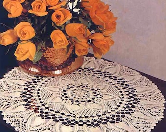 Pineapple Table Center Vintage Crochet Pattern Round Lace Centerpiece Doily Size: 47cm 18 ins – Chart #S393*