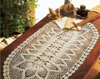Vintage Chart Crochet Pattern Oval Pineapple Table Runner| Size: 28 cm x 51 cm (11" x 20 1/8") | Crochet Pattern - Chart # S513*