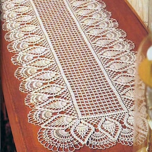 Vintage Filet Crochet Pattern Pineapple Table Runner |45 x 14 in|112 x 36 cm | diagram | PDF Pattern # S288 *