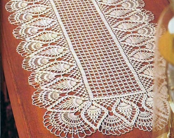 Vintage Filet Crochet Pattern Pineapple Table Runner |45 x 14 in|112 x 36 cm | diagram | PDF Pattern # S288 *