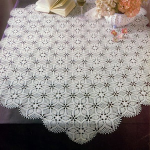 Patrón de crochet vintage con motivos de encaje para mantel/centro de mesa con piñas/tamaño: aproximadamente 55 x 38 pulgadas/Patrón de crochet en PDF n.° S553*