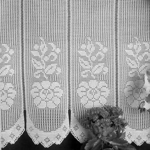 Vintage Pattern White Lace Cotton Curtains for Cottage | Size:74 x 112 cm| 29x 44 in | PDF Crochet Pattern - Chart # S559 *