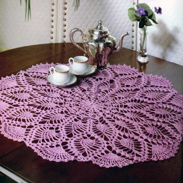 Pineapple lace table center vintage crochet pattern Size: 31 in 77cm Round centerpiece Doily crochet pattern – Chart Digital download #C921*