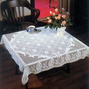 Filet Crochet Pattern Beautiful Lace Holiday Tablecloth | Size: 110 x 100 cm( 43x 39 ins) PDF Vintage Crochet Pattern - Chart #10*