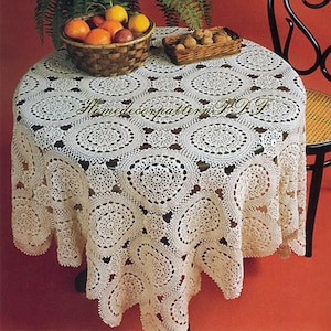 Patrón de crochet para mantel cuadrado de encaje Tamaño: 120 cm Motivos de encaje de crochet Patrón vintage para mantel decorativo – Gráfico para descargar en PDF #A91*