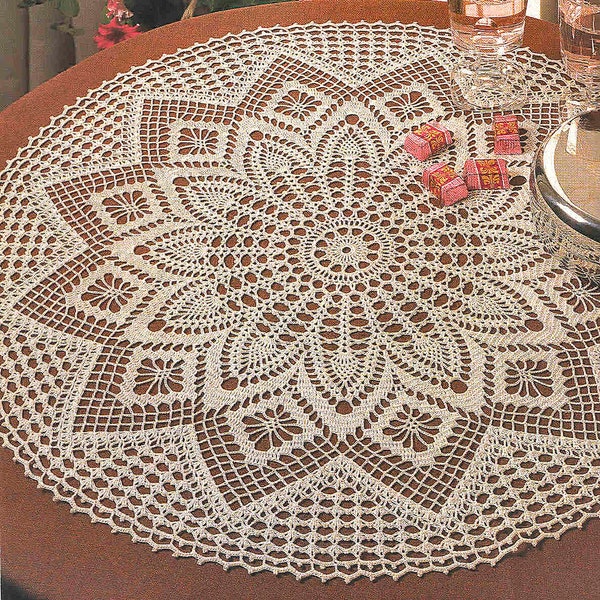 Modèle au crochet pour centre de table ronde circulaire | Téléchargement numérique PDF instantané vintage Chart Crochet Pattern # C954 *