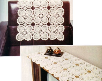 Crochet TV cover and chair back vintage crochet pattern Lace pineapple television set Crochet home decor pattern – Chart #S256*