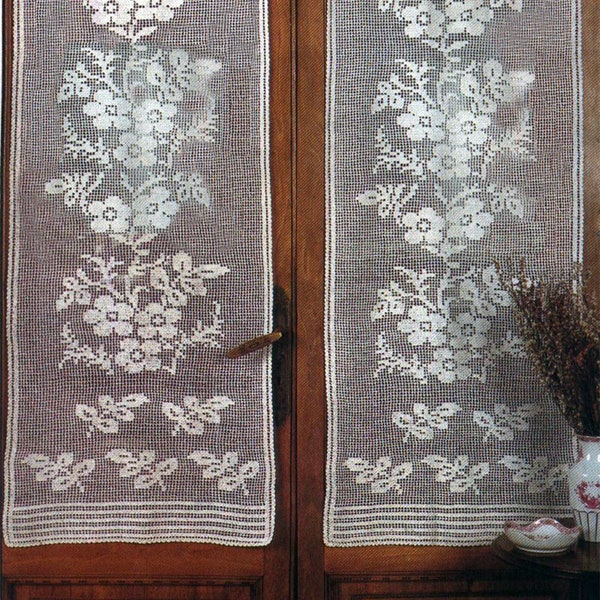 Vintage Crochet Pattern White Lace Curtains for Cottage | Size: 56 x 140 cm |22x 55 in | PDF Crochet Pattern| Spanish| #S575  *