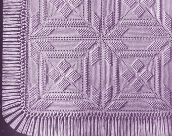 Popcorn Square Bedspread Crochet Pattern Size: 85 x 103 ins Square blanket, throw vintage crochet pattern Instant PDF download #552*