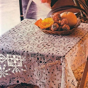 Lace table cover and pillow vintage crochet pattern Rectangular tablecloth crochet pattern - Chart #S22*