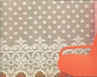 Filet curtains vintage crochet pattern Size: 94 x 99 ins Lace curtains crochet pattern – Chart Instant PDF digital download #A476*