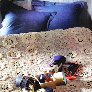 Stunning Crochet Isle Bedspread | 213 x 228 cm| 84 x 90 in |PDF Vintage Chart Crochet Pattern # D186*