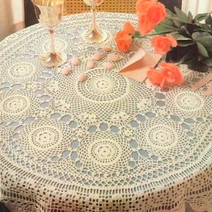 Round tablecloth crochet vintage pattern Lace motifs table cover Size: 32 ins – Chart #C240*