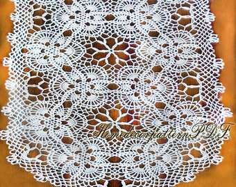 Crochet Motif Oval Pineapple Table Runner |Size 37cm x 88 cm |Crochet Pattern – Chart |PDF Digital Download Vintage Pattern # S303*