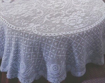 Vintage Chart Crochet Pattern| Filet Crochet Oval Tablecloth | PDF Crochet Pattern – Chart # D251*