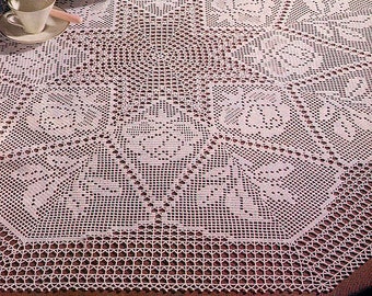 Filet Crochet Pattern Lace Star Table Center | size : 41” in diameter| Download PDF Vintage Chart Crochet Pattern # B449*