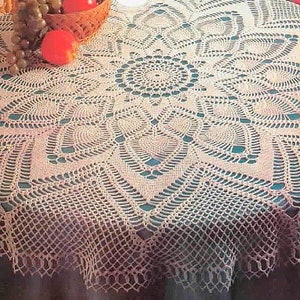 Vintage Chart Crochet Pattern Round Lace Pineapple  Tablecloth| PDF Crochet Pattern - Chart # B428*
