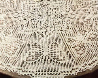 Vintage Crochet Pattern Table Cloth Star and Butterflies |Filet Round Tablecloth| PDF Crochet Pattern -Chart # B156*
