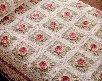 Crochet Lace Floral  Bedspread | Child's  Bedspread|39  x 54  inches| Instant PDF Digital Download Vintage Chart Motif Crochet Pattern #S33*