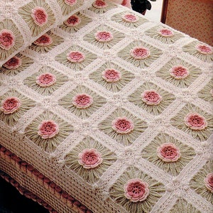 Crochet Lace Floral Bedspread Child's Bedspread39 X 54 Inches Instant ...