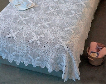 PDF Digital Download Vintage Chart Crochet Pattern # C993* Size about 76 x 81 inches Crochet Chart Stunning Lace Bedspread