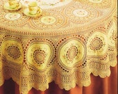 Instant PDF Digital Download Vintage Crochet Pattern with Chart Crocheted Table Cloth With Embroidered Motifs Crochet Pattern C978