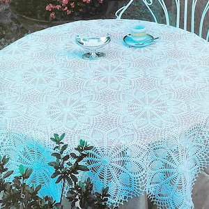 Tovaglia all'uncinetto con motivo ananas in pizzo, stile vintage, patchwork esagonale con motivi traforati. Dimensioni: 47 x 50 pollici – Schema n. A634*