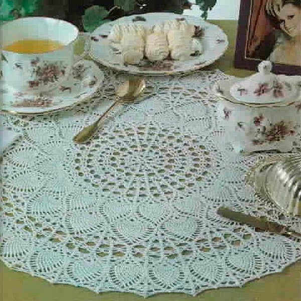 Lace pineapple table center crochet pattern Size: 22 ins 55 cm Large round doily Centerpiece vintage crochet pattern – Chart #B384*