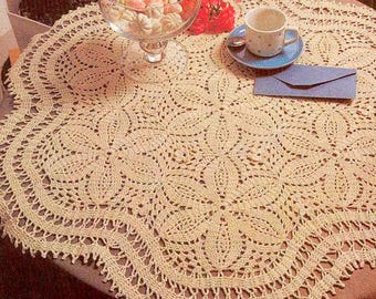 Floral lace table center vintage crochet pattern Round flowers centerpiece Lace doily crochet pattern Size: 26 ins 61 cm - Chart #C71*