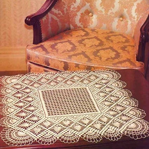 Vintage Filet Crochet Pattern with Chart Pineapple Square White Table Mat|PDF Digital Download Vintage Chart Crochet Pattern # S248*