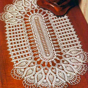 Vintage Chart Crochet Pattern White Oval Pineapple Table Runner| PDF Digital Download Chart Pattern # S321*