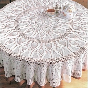 Vintage Chart Crochet Pattern Round Lace Tablecloth| Size : 145cm (57")in dia| DIAGRAM ONLY| Printable PDF Vintage Crochet Pattern # A376  *