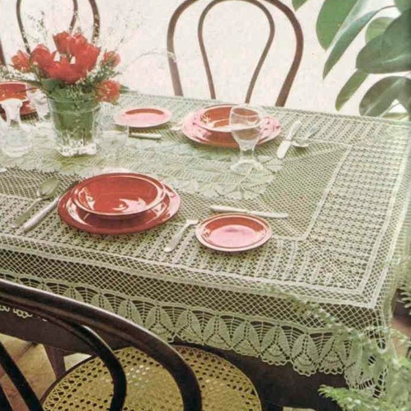 Lace rectangle tablecloth crochet pattern Size: 120 x 200 cm 47 x 78 ins Holiday table cover vintage crochet pattern – Chart #B162*