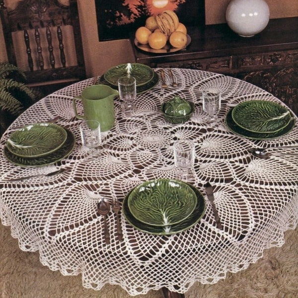 Pineapple lace tablecloth crochet pattern Diameter: 112 cm 45 ins Round table cover vintage crochet pattern – Chart Digital download #D320*