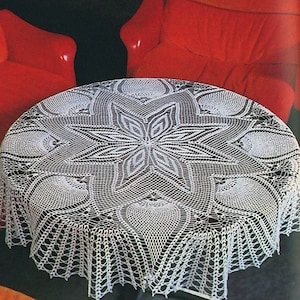 Vintage Chart Crochet Pattern Circular Lace Pineapple Round Tablecloth| Table Cover |Diameter 48 in| PDF Crochet Pattern #C52*