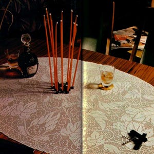 Filet lace table center vintage crochet pattern Oval centerpiece Leaves Leafy table decor Size: 118 x 82 cm – Chart #A826*