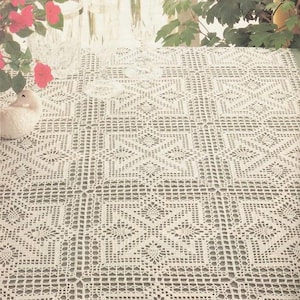 Patrón de crochet para mantel geométrico de filete Patrón de crochet vintage para mantel de patchwork de encaje Tamaño: 23 x 45 pulgadas 58 x 114 cm - Gráfico n.° D309*
