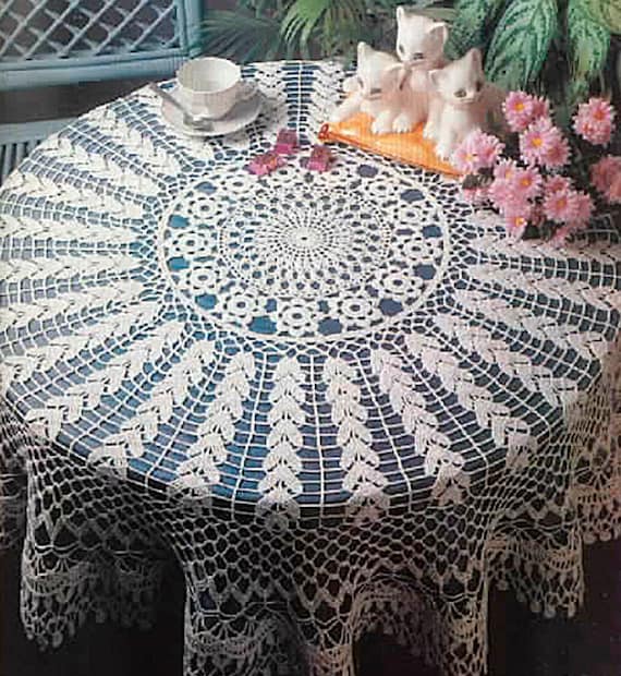 Vintage Chart Crochet Pattern Lacy Round Tablecloth country Etsy UK
