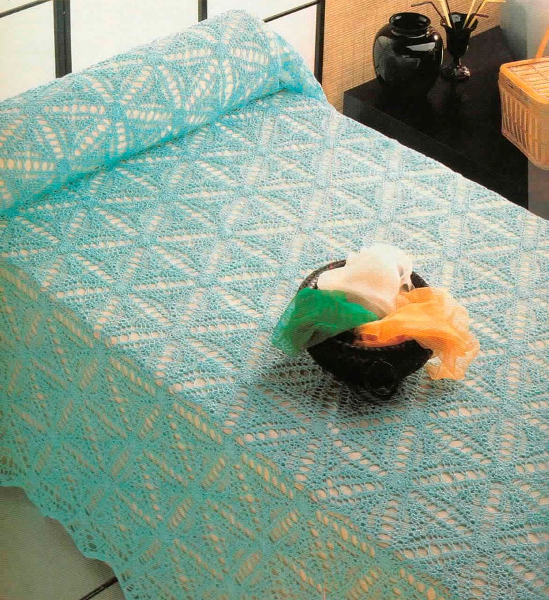 Crochet Lace Motif Hexagon Bed Cover Pattern Bedspread Etsy