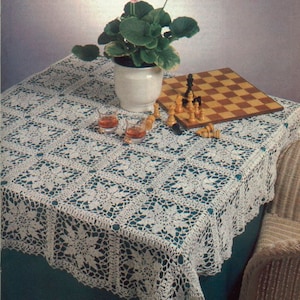 Patrón de crochet con gráfico vintage para manteles / Tamaño: 45" cuadrados / Patrón de crochet con gráfico n.° D34*