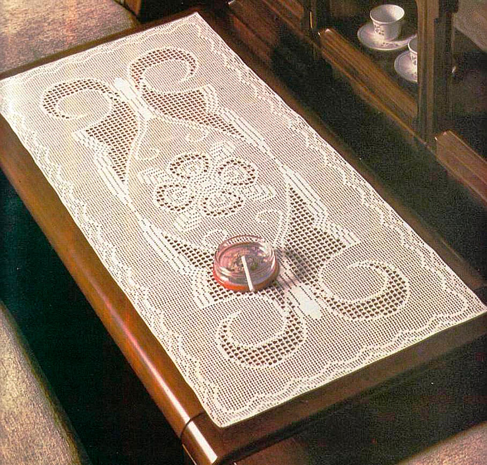 PDF Vintage Chart Crochet Pattern Net Stitch Table Cover Etsy