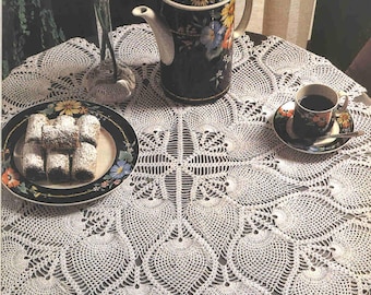 Lace Pineapple Table Center Vintage Crochet Pattern Round Centerpiece Lacy Doily Size: 28 ins - Chart #D161*
