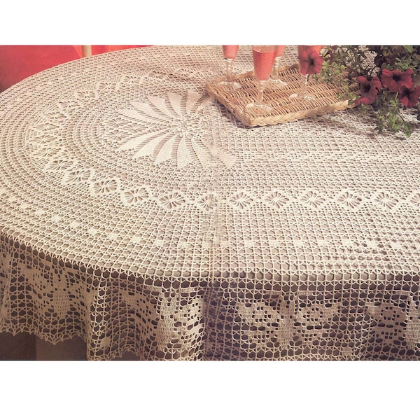 Nappe Ovale Motif Filet Crochet | Taille : environ 57 x 84 pouces | diagramme uniquement - pas de mots | Télécharger le tableau PDF Patron au crochet # C923*