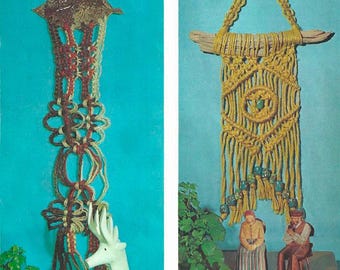 Vintage Macrame Pattern Macrame Hangers Macrame Plant Hangers Wall Hanging Pattern e-Book Instant Digital Download #D283