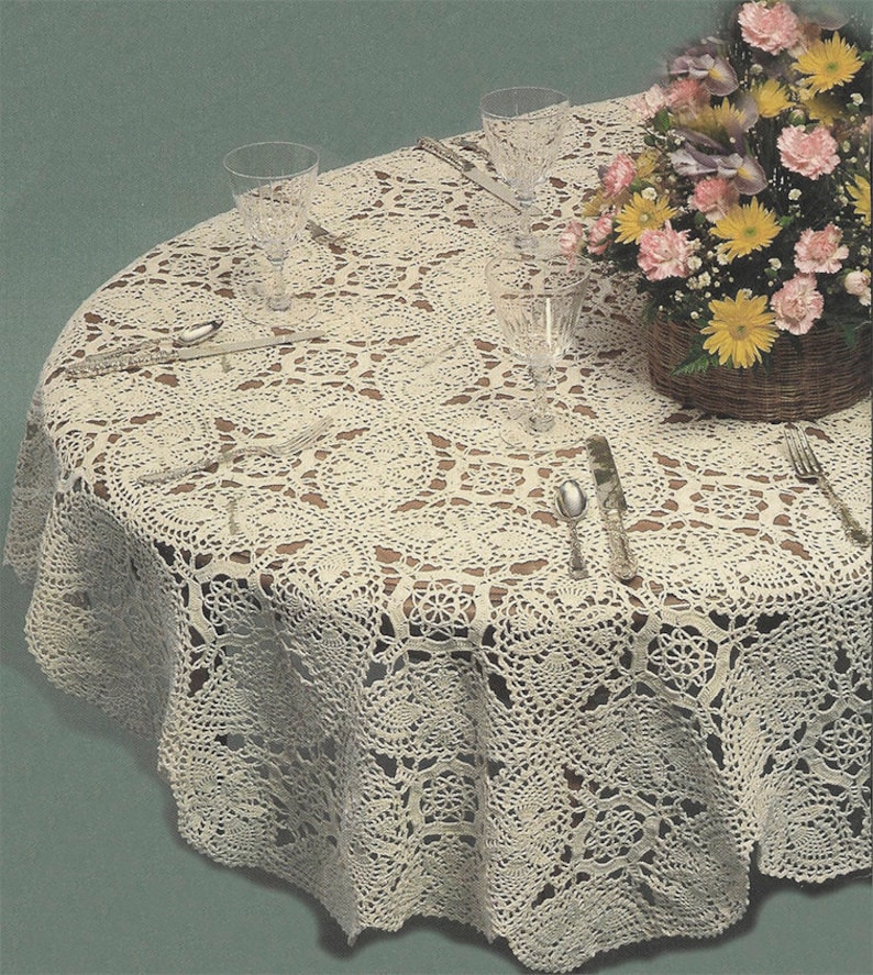 4 sizes Crochet Patterns for Round or Oval Lace Pineapple Tablecloths Instant PDF Digital Download Vintage Crochet Pattern # C904*