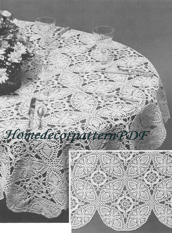 Pineapple Motif Tablecloth Vintage Crochet Pattern eBook