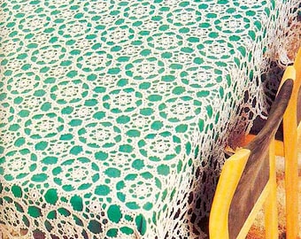 Vintage Rectangle Lace Tablecloth Crochet Pattern Lace motifs table cover Decorative cloth Size: 60 x 78 ins – Chart #B208*